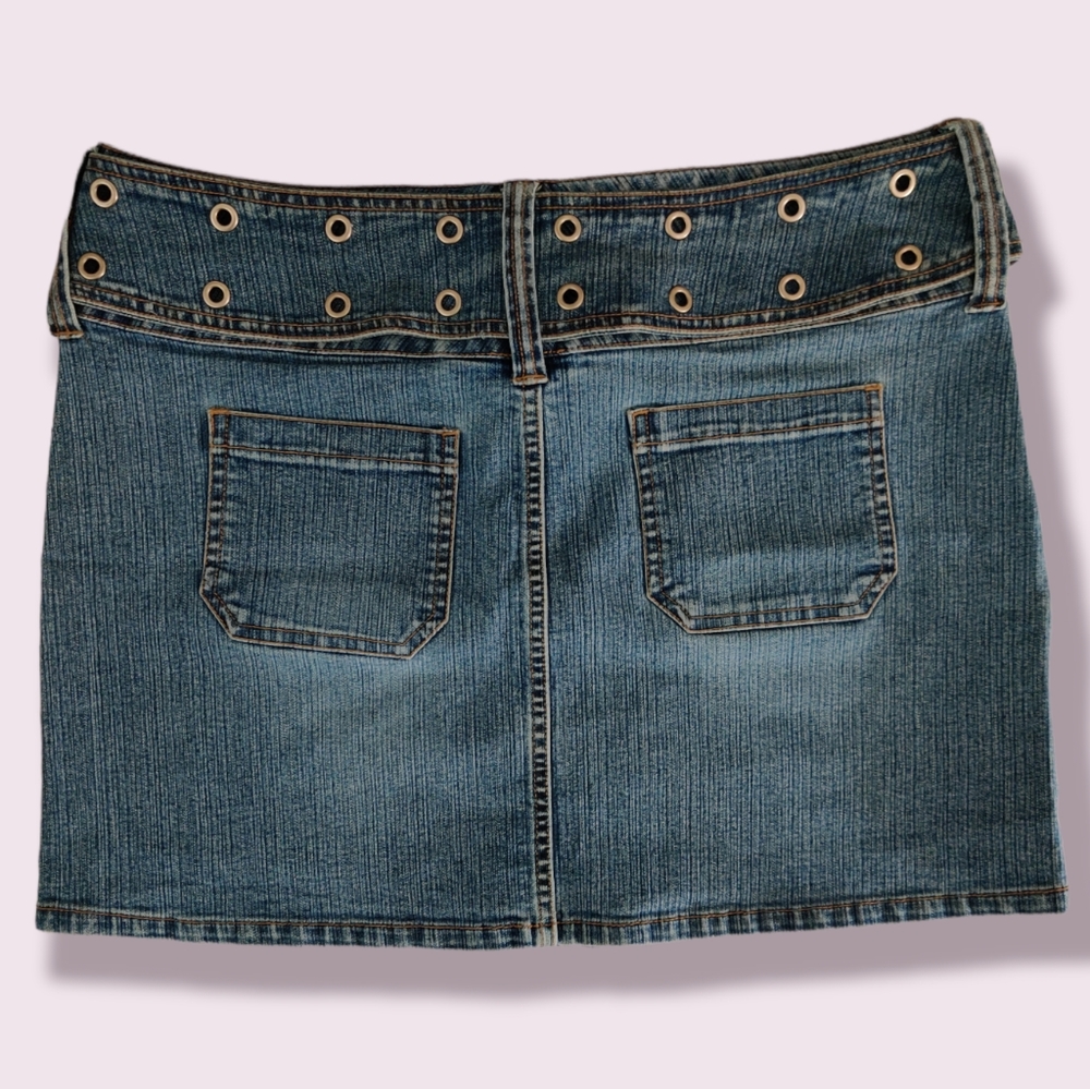 NWOT No boundaries Stretch Blue Jean Skirt with Belt Juniors Size 13 - Picture 2 of 9